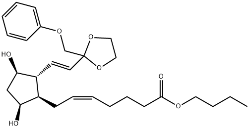 (Z)-7-[(1R)-3α,5α-Dihydroxy-2β-[(E)-2-(2-phenoxymethyl-1,3-dioxolan-2-yl)ethenyl]cyclopentan-1α-yl]-5-heptenoic acid butyl ester 结构式