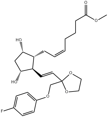 (Z)-7-[(1R)-3α,5α-Dihydroxy-2β-[(E)-2-[2-[(4-fluorophenoxy)methyl]-1,3-dioxolan-2-yl]ethenyl]cyclopentan-1α-yl]-5-heptenoic acid methyl ester 结构式