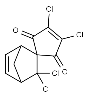 3,3,3',4'-Tetrachlorobicyclo[2,2,1]-pent-5-en-2-cpyro-1'-cyclopnet-3-en-2',5'-dione 结构式