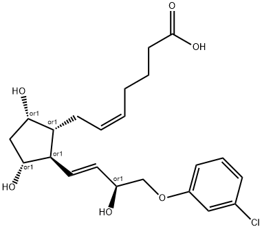 (5Z)-REL-7-[(1R,2R,3R,5S)-2-[(1E,3S)-4-(3-氯苯氧基)-3-羟基-1-丁烯基]-3,5-二羟基环戊基]-5-庚烯酸, 40665-93-8, 结构式