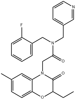 4H-1,4-Benzoxazine-4-acetamide,2-ethyl-N-[(2-fluorophenyl)methyl]-2,3-dihydro-6-methyl-3-oxo-N-(3-pyridinylmethyl)-(9CI) 结构式