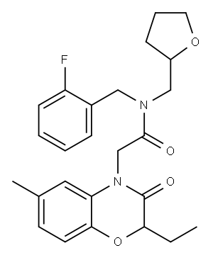 4H-1,4-Benzoxazine-4-acetamide,2-ethyl-N-[(2-fluorophenyl)methyl]-2,3-dihydro-6-methyl-3-oxo-N-[(tetrahydro-2-furanyl)methyl]-(9CI) 结构式
