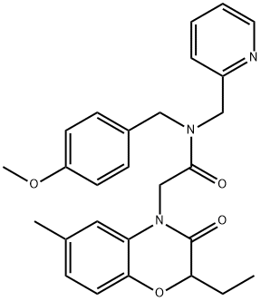 4H-1,4-Benzoxazine-4-acetamide,2-ethyl-2,3-dihydro-N-[(4-methoxyphenyl)methyl]-6-methyl-3-oxo-N-(2-pyridinylmethyl)-(9CI) Structure