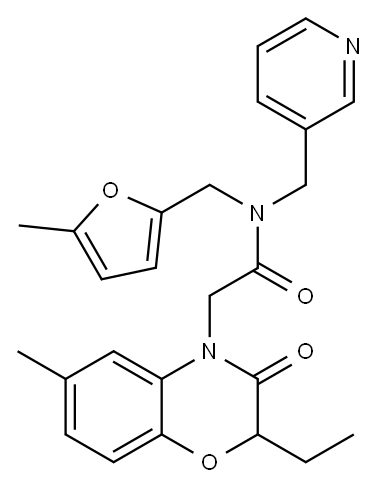 4H-1,4-Benzoxazine-4-acetamide,2-ethyl-2,3-dihydro-6-methyl-N-[(5-methyl-2-furanyl)methyl]-3-oxo-N-(3-pyridinylmethyl)-(9CI) 结构式