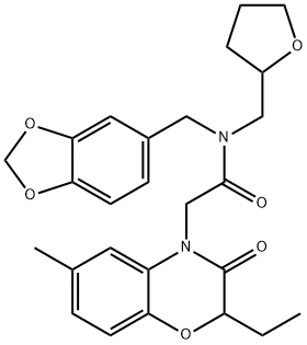 4H-1,4-Benzoxazine-4-acetamide,N-(1,3-benzodioxol-5-ylmethyl)-2-ethyl-2,3-dihydro-6-methyl-3-oxo-N-[(tetrahydro-2-furanyl)methyl]-(9CI) 结构式