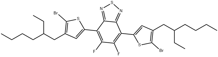 5,6-difluoro-4,7-bis-(5-bromo-4-(2-ethylhexyl)-2-thienyl)-2,1,3-benzothiadiazole 结构式