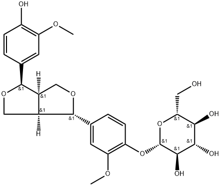 (+)-表松脂素-4′-O-Β-D-葡萄糖苷, 24404-49-7, 结构式