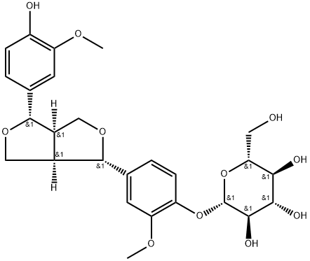 松脂醇-4-O-BETA-D-吡喃葡萄糖苷, 69251-96-3, 结构式
