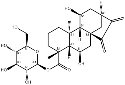 ent-6,11-ジヒドロキシ-15-オキソ-16-カウレン-19-酸β-D-グルコピラノシル 化学構造式