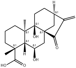 等效-6,9-二羟基-15-氧代-16-贝壳杉烯-19-酸, 81264-00-8, 结构式