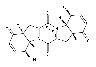 (4S)-4,4aα,7,7aα,11,11aα,14,14aβ-Octahydro-4α,11α-dihydroxy-8H,13H-6aβ,13aβ-epidithio-1H,6H-pyrazino[1,2-a:4,5-a']diindole-1,6,8,13-tetrone Structure