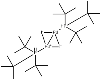 Di-μ-iodobis(tri-t-butylphosphino)dipalladium(I) Struktur