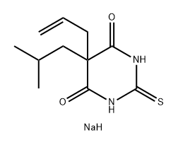 sodium 5-(2-methylpropyl)-6-oxo-5-prop-2-enyl-2-sulfanylidene-pyrimidin-4-olate, 510-90-7, 结构式