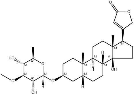 3β-[(6-Deoxy-3-O-methyl-β-D-glucopyranosyl)oxy]-14-hydroxy-5β-card-20(22)-enolide 结构式