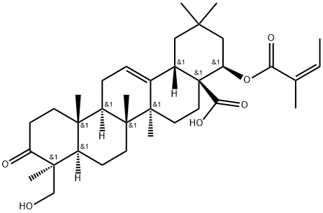 24-Hydroxy-22β-[[(Z)-2-methyl-1-oxo-2-butenyl]oxy]-3-oxo-olean-12-en-28-oic acid, 561-47-7, 结构式