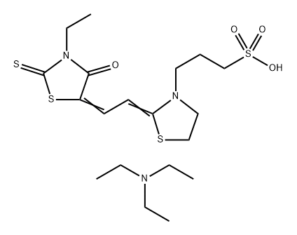 3-Thiazolidinepropanesulfonic acid, 2-(2-(3-ethyl-4-oxo-2-thioxo-5-thi azolidinylidene)ethylidene)-, compd. with N,N-diethylethanamine (1:1) 结构式