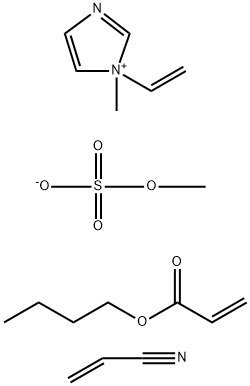 1H-Imidazolium, 1-ethenyl-1-methyl-, methyl sulfate, polymer with butyl 2-propenoate and 2-propenenitrile 结构式