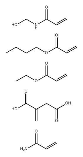 Butanedioic acid, methylene-, polymer with butyl 2-propenoate, ethyl 2-propenoate, N-(hydroxymethyl)-2-propenamide and 2-propenamide 结构式
