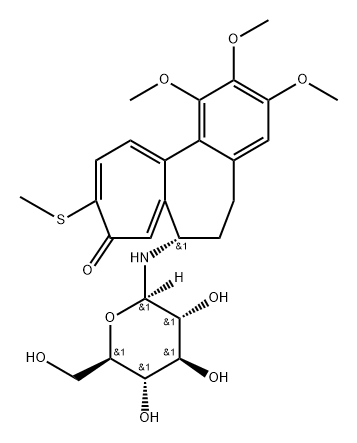 (S)-7-[(β-D-Glucopyranosyl)amino]-6,7-dihydro-1,2,3-trimethoxy-10-(methylthio)benzo[a]heptalen-9(5H)-one 结构式