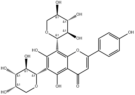 芹菜素-6-C-Α-L-吡喃阿拉伯糖-8-C-Β-D-吡喃木糖苷 结构式