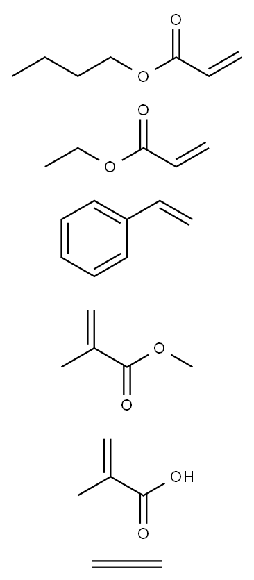 2-Propenoic acid, 2-methyl-, polymer with butyl 2-propenoate, ethene, ethenylbenzene, ethyl 2-propenoate and methyl 2-methyl-2-propenoate Structure