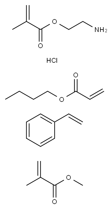 2-Propenoic acid, 2-methyl-, 2-aminoethyl ester, hydrochloride, polymer with butyl 2-propenoate, ethenylbenzene and methyl 2-methyl-2-propenoate Structure