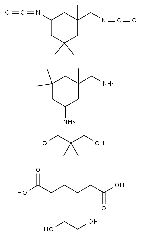 Hexanedioic acid, polymer with 5-amino-1,3,3-trimethylcyclohexanemethanamine, 2,2-dimethyl-1,3-propanediol, 1,2-ethanediol and 5-isocyanato-1-(isocyanatomethyl)-1,3,3-trimethylcyclohexane Structure