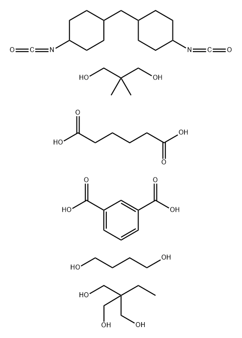 1,3-Benzenedicarboxylic acid, polymer with 1,4-butanediol, 2,2-dimethyl-1,3-propanediol, 2-ethyl-2-(hydroxymethyl)-1,3-propanediol, hexanedioic acid and 1,1-methylenebis4-isocyanatocyclohexane Structure