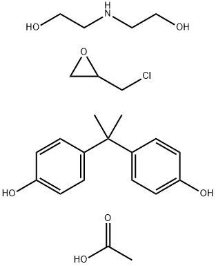 Phenol,4,4-(1-methylethylidene)bis-, polymer with (chloromethyl) oxirane and 2,2'-iminobis[ethanol],acetate (salt) Structure