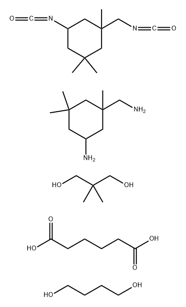 Hexanedioic acid, polymer with 5-amino-1,3,3-trimethylcyclohexanemethanamine, 1,4-butanediol, 2,2-dimethyl-1,3-propanediol and 5-isocyanato-1-(isocyanatomethyl)-1,3,3-trimethylcyclohexane Structure