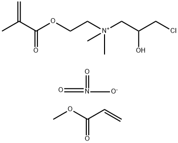 3-氯-2-羟-N,N-二甲基-N-[2-(2-甲基-1-氧代-2-丙烯基)氧化乙基]-1-丙胺硝酸盐与2-丙烯酸甲酯的聚合物, 68833-73-8, 结构式