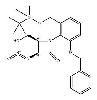 2-Azetidinone, 3-azido-1-2-(1,1-dimethylethyl)dimethylsilyloxymethyl-6-(phenylmethoxy)phenyl-4-(hydroxymethyl)-, cis- 结构式