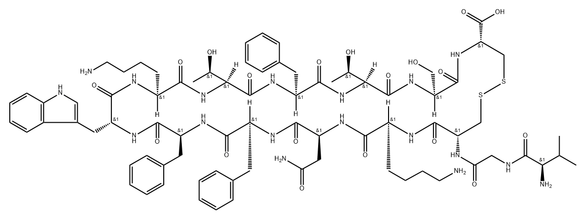 somatostatin, Val(1)-Trp(8)- 结构式