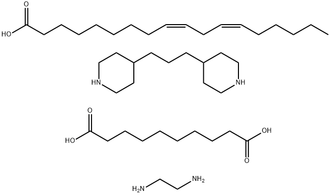 Decanedioic acid, polymer with 1,2-ethanediamine, (Z,Z)-9,12-octadecadienoic acid dimer and 4,4'-(1,3-propanediyl)bis[piperidine] 结构式