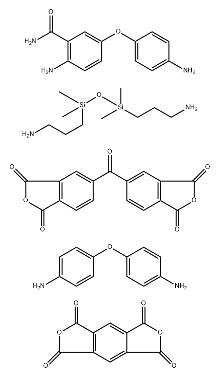 2-Amino-5-(4-aminophenoxy)benzamide polymer with 1H,3H-benzo[1,2-c:4,5-c']difuran-1,3,5,7-tetrone,
5,5'-carbonylbis[1,3-isobenzofurandione],
4,4'-oxybis[benzenamine] and 3,3'-(1,1,3,3-tetramethyl-1,3-disiloxanediyl)bis[1-propanamine] 结构式