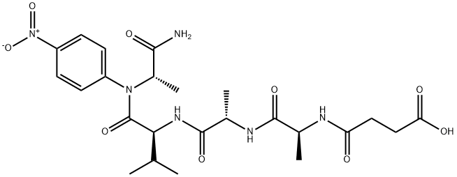 琥珀酰-丙氨酰-丙氨酰-丙氨酰-丙氨酰-对硝基苯胺, 108322-03-8, 结构式
