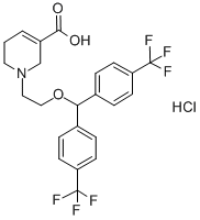 1-[2-[BIS[4-(TRIFLUOROMETHYL)PHENYL]METHOXY]ETHYL]-1,2,5,6-TETRAHYDROPYRIDINE-3-CARBOXYLIC ACID HYDROCHLORIDE Struktur