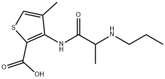 4-メチル-3-[[1-オキソ-2-(プロピルアミノ)プロピル]アミノ]-2-チオフェンカルボン酸 化学構造式