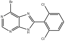 6-溴-8-(2,6-二氯苯基)-9H-嘌呤 结构式