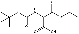 2-[(tert-ブチルオキシカルボニル)アミノ]マロン酸1-エチル 化学構造式