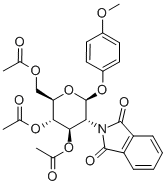 4-甲氧苯基-3,4,6-三-O-乙酰-2-脱氧-2-苯二甲酰亚氨基-Β-D-吡喃葡萄糖苷 结构式