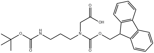 N-(9H-フルオレン-9-イルメトキシカルボニル)-N-[3-(tert-ブトキシカルボニルアミノ)プロピル]グリシン 化学構造式