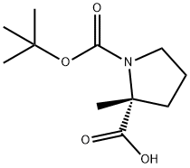 1-叔丁氧羰基-(R)-2-甲基吡咯烷-2-羧酸 结构式