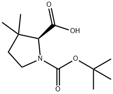 (S)-N-Boc-3,3-dimethylpyrrolidine-2-carboxylic acid Struktur
