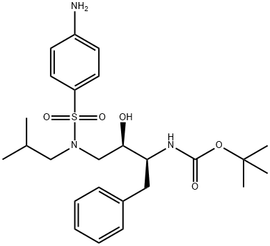 [(1S,2R)-1-苄基-2-羟基-3-[异丁基-[(4-氨基苯基)磺酰基]氨基] 丙基]氨基甲酸叔丁酯, 183004-94-6, 结构式