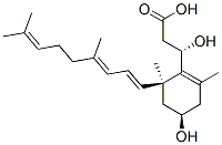 (3S)-3-[(4R,6S)-6-[(1E,3E)-4,8-dimethylnona-1,3,7-trienyl]-4-hydroxy-2 ,6-dimethyl-1-cyclohexenyl]-3-hydroxy-propanoic acid Struktur