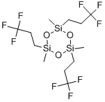 2,4,6-トリメチル-2,4,6-トリス(3,3,3-トリフルオロプロピル)-1,3,5-トリオキサ-2,4,6-トリシラシクロヘキサン 化学構造式
