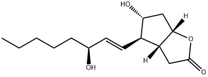 (3AR,4R,5R,6AS)-5-ヒドロキシ-4-((S,E)-3-ヒドロキシオクト-1-エン-1-イル)ヘキサヒドロ-2H-シクロペンタ[B]フラン-2-オン 化学構造式
