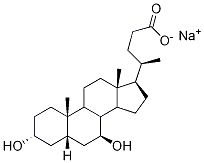 ナトリウム (4R)-4-[(1R,3aS,3bR,4S,5aS,7R,9aS,9bS,11aR)-4,7-ジヒドロキシ-9a,11a-ジメチル-ヘキサデカヒドロ-1H-シクロペンタ[a]フェナントレン-1-イル]ペンタノアート 化学構造式