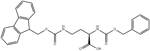 (R)-4-((((9H-フルオレン-9-イル)メトキシ)カルボニル)アミノ)-2-(((ベンジルオキシ)カルボニル)アミノ)ブタン酸 化学構造式